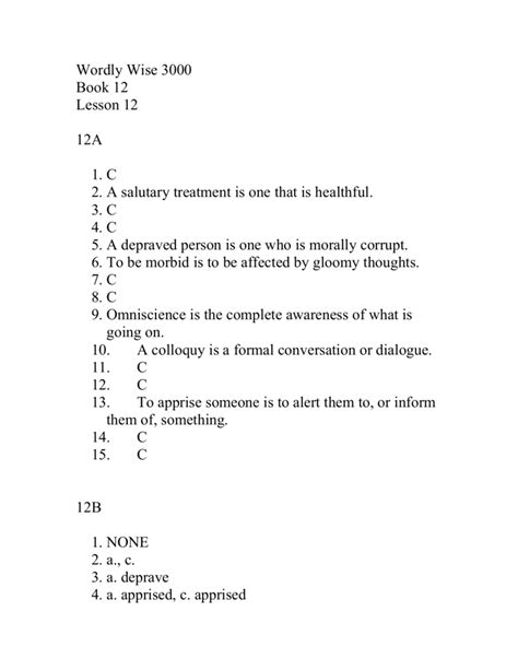 Words To Go Lesson 12 Answer Key Reader