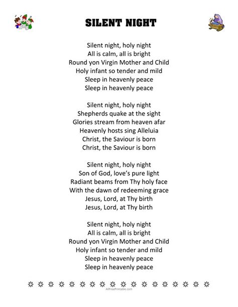 Words To Silent Night Printable