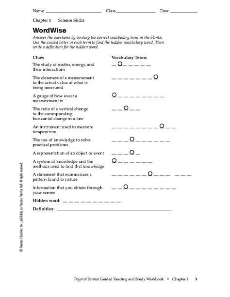 Wordwise Physical Science Work Answers Reader