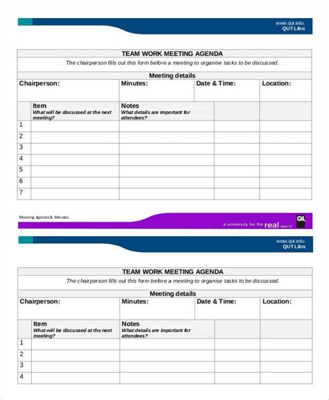 Work Agenda Template