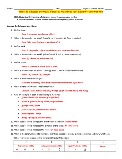 Work And Machines Chapter Review Answer Key Epub