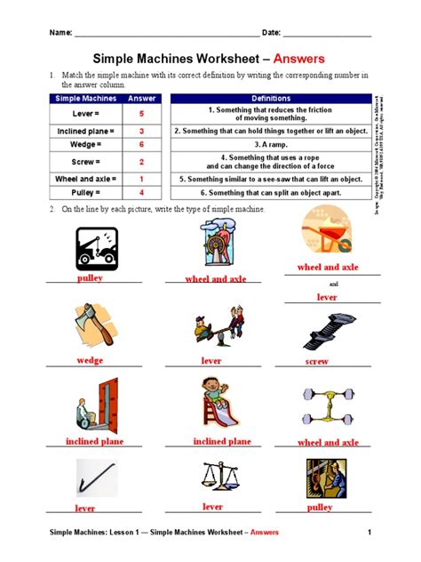 Work And Simple Machines Worksheet Answers PDF