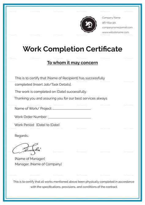 Work Certificate Template