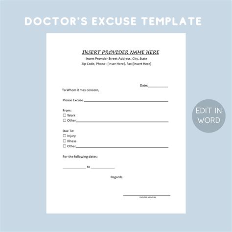 Work Excuse Template