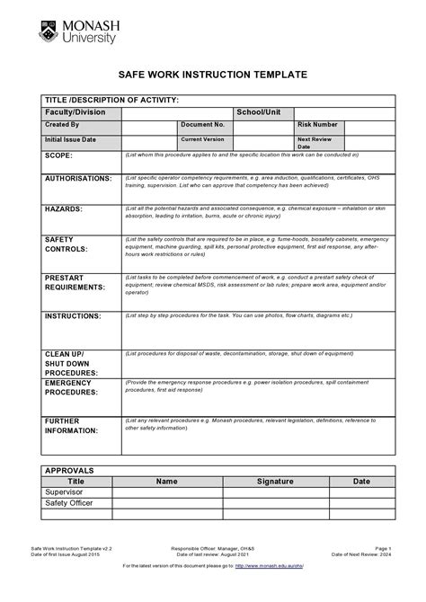 Work Instruction Template For Manufacturing