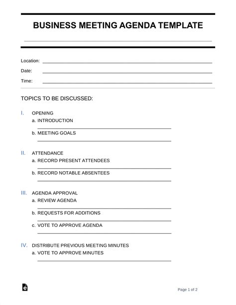 Work Meeting Agenda Template