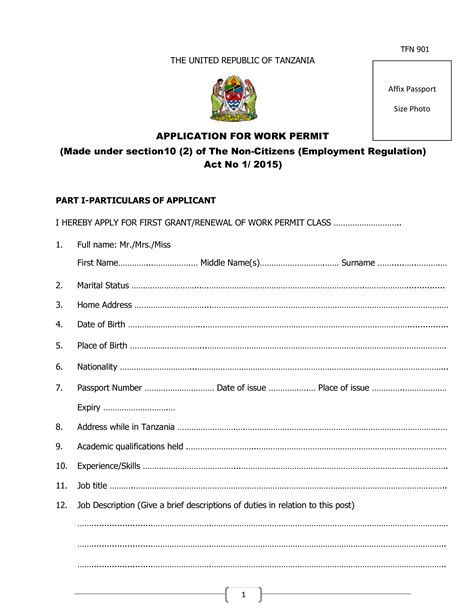 Work Permit Template