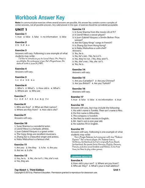 Workbook Top Notch Answers PDF