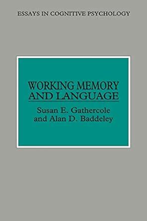 Working Memory and Language Essays in Cognitive Psychology PDF