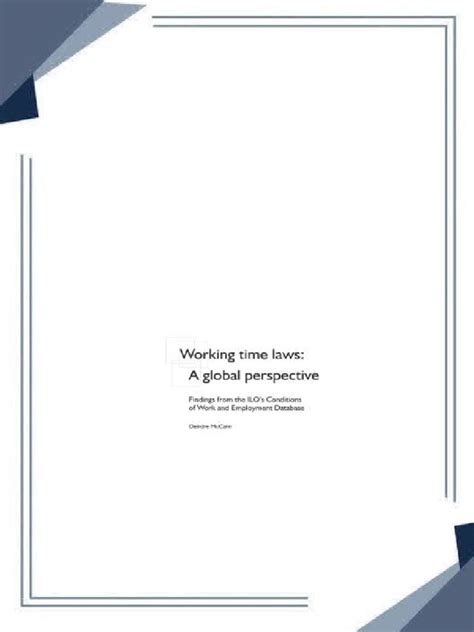 Working Time Laws A Global Perspective Findings from the ILO's Conditions o Epub