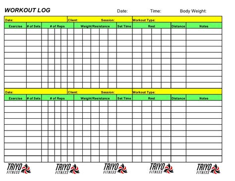 Workout Template Log