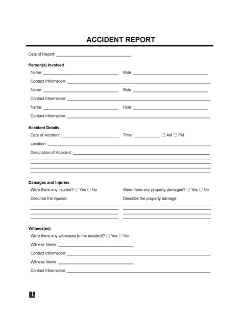 Workplace Accident Report Template