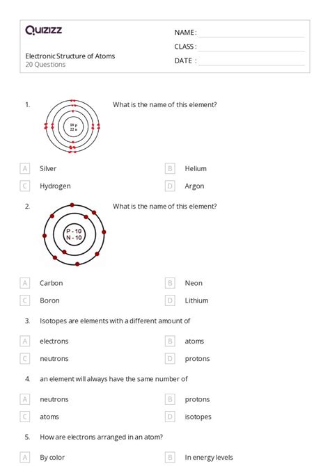 Worksheet 11 Electronic Structure Of Atoms Answers Epub