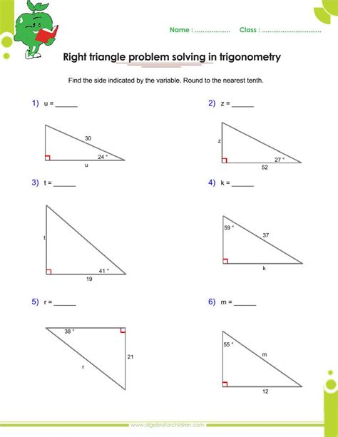 Worksheet 2 Solving Right Triangles Answers Doc