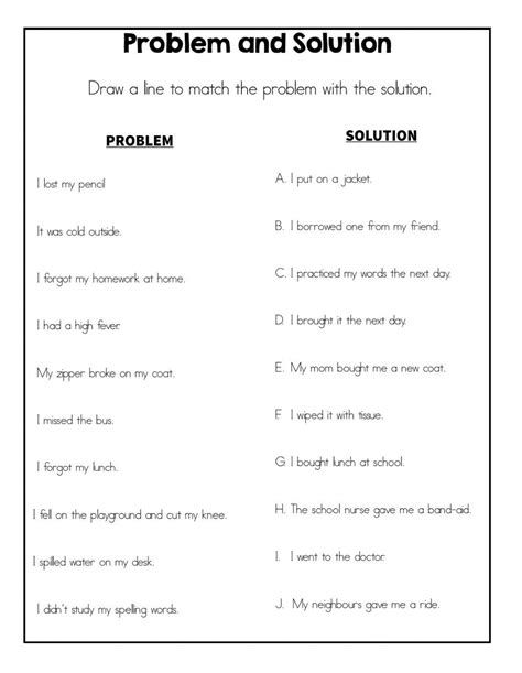 Worksheet For Problem And Solution Reader