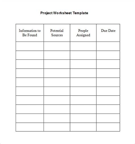 Worksheet Template Word
