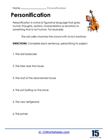 Worksheets for Personification: Unleashing the Power of Words