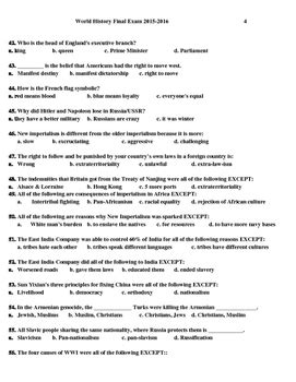 World History Final Exam Answer Key Epub