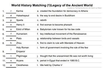 World History Matching Trios Answer Key Epub