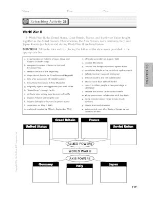 World History Reteaching Activity 26 War 2 Answers Glencoe PDF