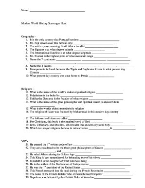 World History Scavenger Hunt Answers Doc