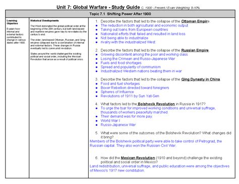 World History Unit 7 Organizer Answer Key Reader