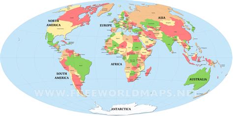 World Map With Labels Of Countries Printable For Kids