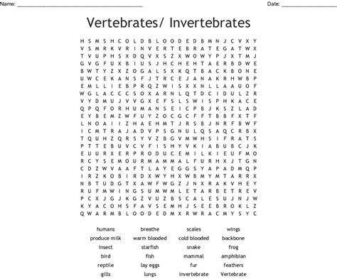 World Of Vertebrates Word Search Answer Key Reader