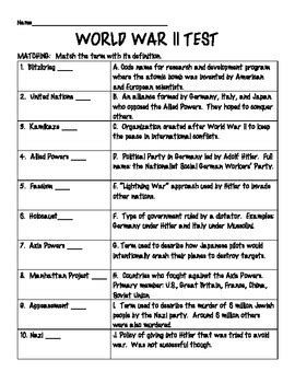 World War 2 Section 1 Quiz Answers PDF