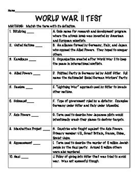 World War 2 Section 1 Quiz Answers PDF