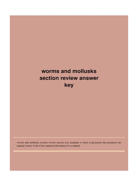 Worms And Mollusks Section Review Answer Key Epub