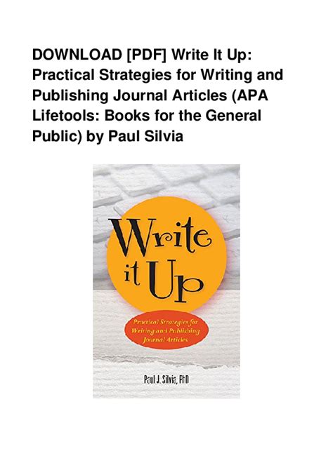 Write It Up Practical Strategies for Writing and Publishing Journal Articles LifeTools Books for the General Public Kindle Editon