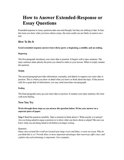 Writing Extended Response Answers Epub