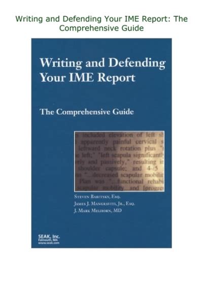 Writing and Defending Your IME Report: The Comprehensive Guide Ebook Doc
