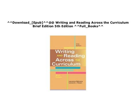 Writing and Reading Across the Curriculum Brief Edition Epub