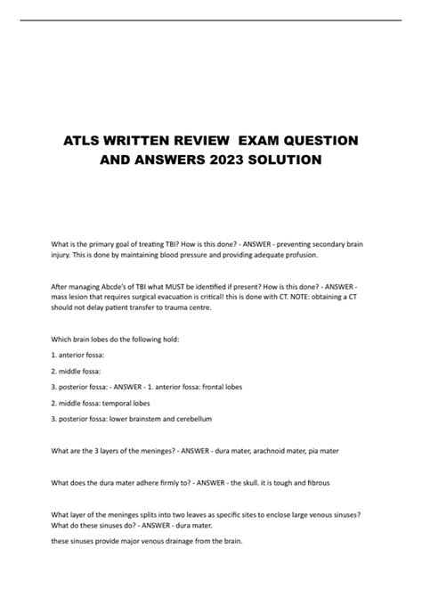 Written Review Answers April PDF