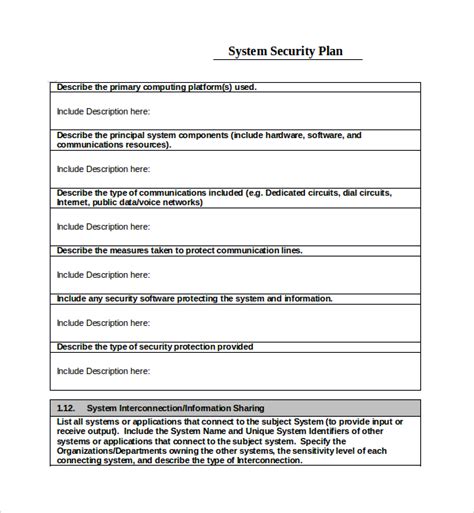 Written Security Plan Template