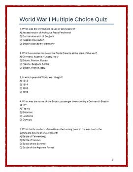 Ww1 Section 1 Quiz Answers Kindle Editon