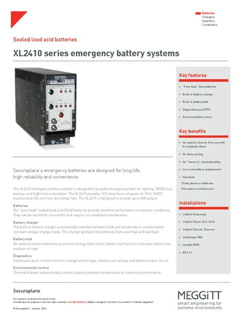 Xl2410 Series Emergency Battery Systems Securaplane 34199 PDF Epub