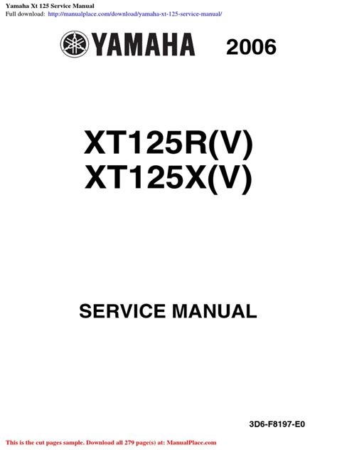 YAMAHA XT 125 SERVICE MANUAL Ebook Reader