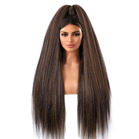 Yaki Black Long Straight Style ASynthetic Wigs