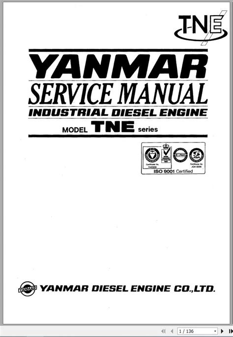 Yanmar Tne Series Diesel Engine Workshop Service Manual PDF Epub