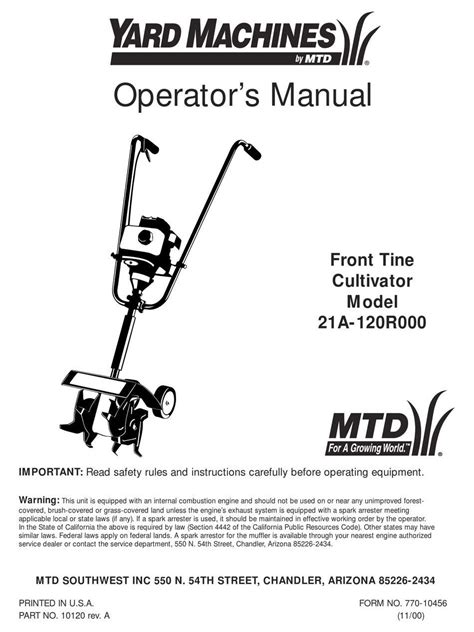 Yard Pro 17 Tiller Parts Manual Ebook Doc