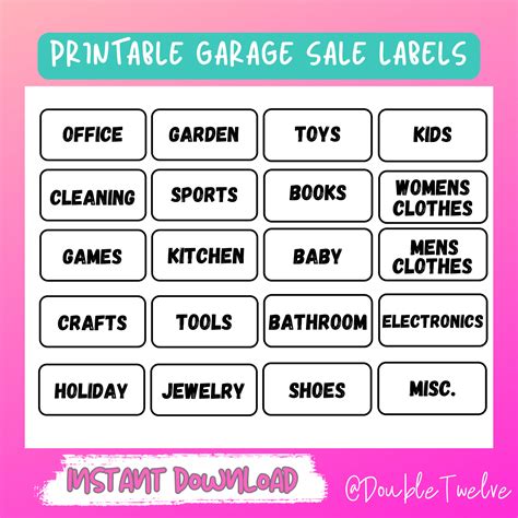 Yard Sale Tags Printable