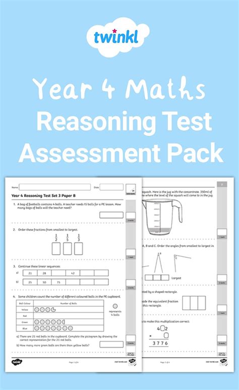 Year 4 Numeracy Assessment Test Papers And Answers PDF