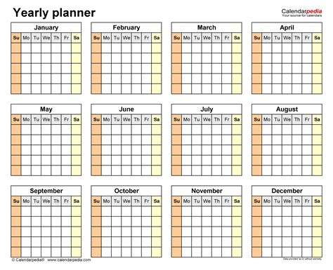 Year Planner Template