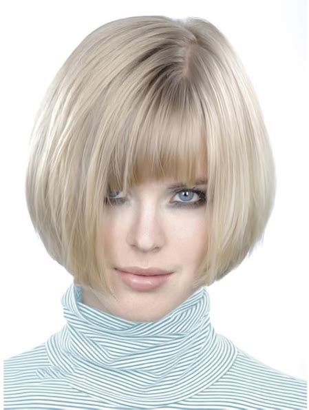 Young Fashion:101 Platinum Blonde Chin Length Straight Full Lace Human Wigs