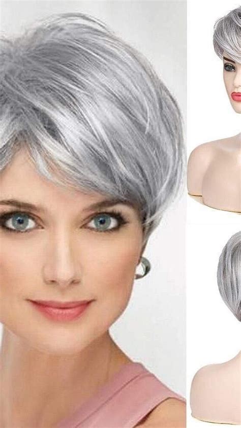 Young Fashion Great Short Hair Cut Grey Wigs