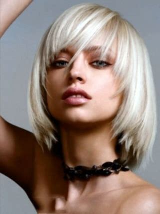 Young Fashion Platinum Blonde Medium Long Bob Straight Lace Front Wigs