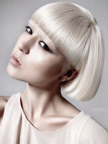 Young Fashion Platinum Blonde Short Bobs Straight Wigs